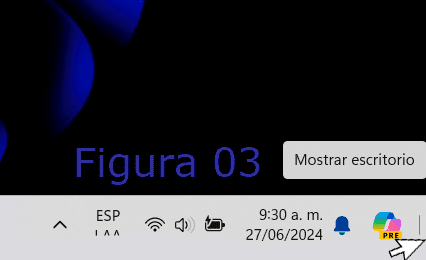 Ir a la esquina derecha de la barra de tareas en Windows 11