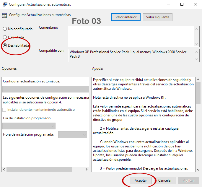Bloquear Actualizaciones en Windows