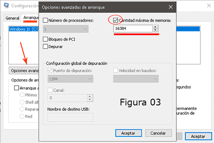 Desactivar Máximo de memoria RAM